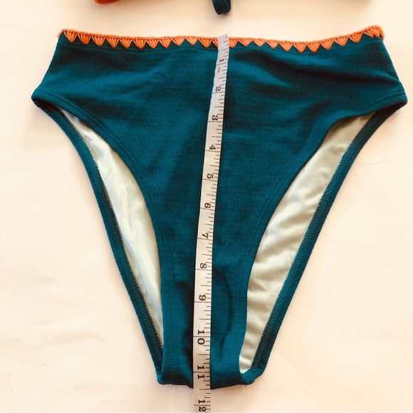Cupshe Deep Lagoon Stitch Textured Bikini Top & High-Waisted Bottoms Set Size XS - Picture 11 of 13